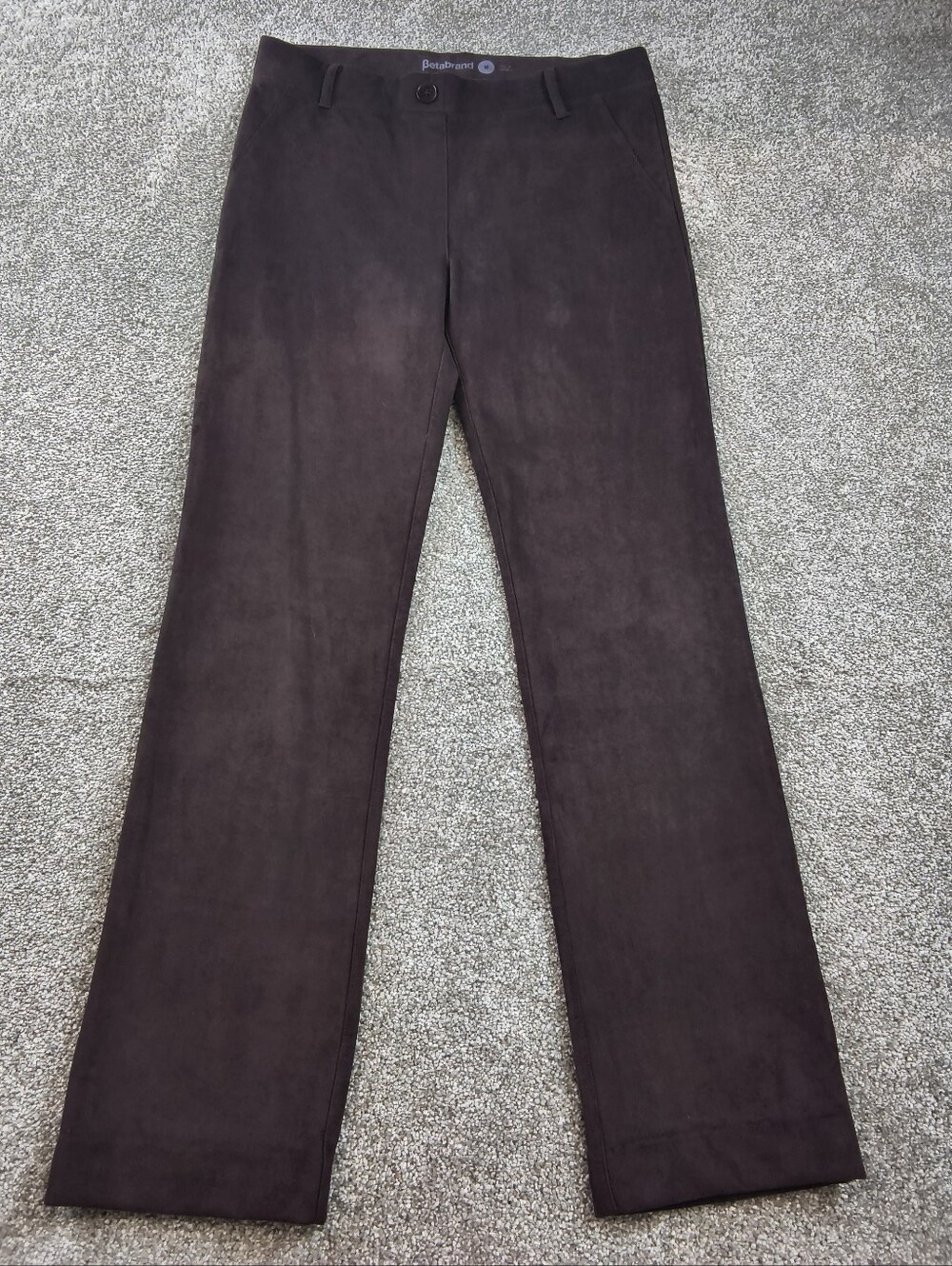 Betabrand Women's Flared Brown Suede-like  Pants Size Medium